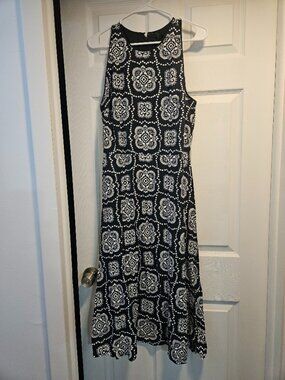 Ann Taylor Blue and White Sleeveless Dress NWT